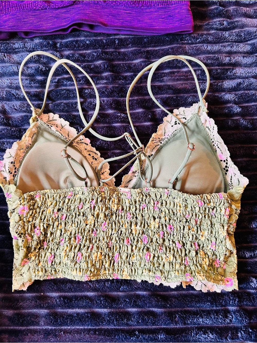 Women’s Lace Bralette - Yellow, Cream, Green, Purple, Black - Picture 6 of 16